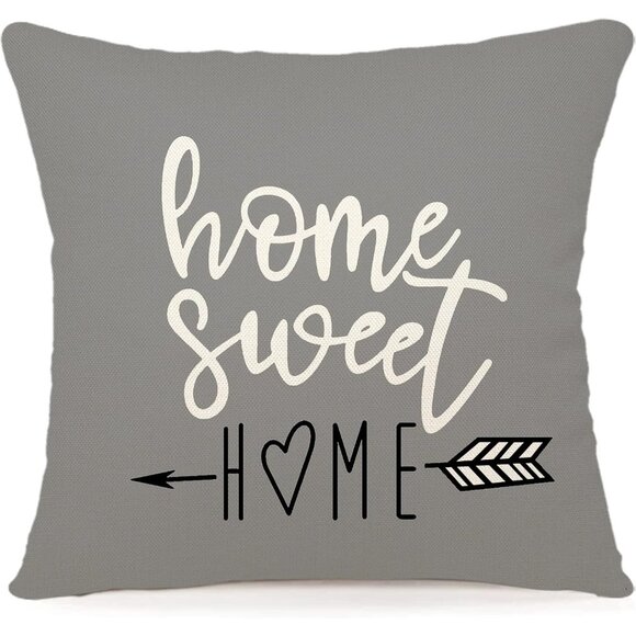 Modern Gray Sofa Pillow Cover Decorative Home Outdoor Linen Fabric Set of 4 - Picture 2 of 8